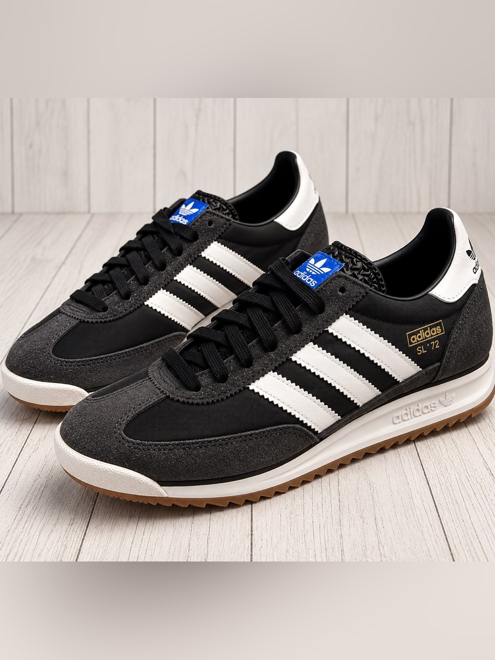adidas SL 72 RS J Black White Blue Sneakers Youth 7 New IH8078